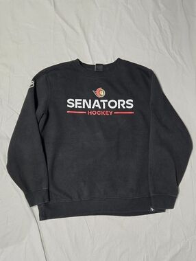 Fanatics Ottawa Senators Black Crewneck with Red & White Logo Size L